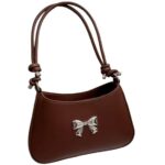 Elegant Bow-Accent Baguette Bag