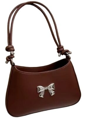 Elegant Bow-Accent Baguette Bag
